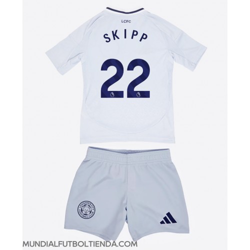 Camiseta Leicester City Oliver Skipp #22 Tercera Equipación Replica 2024-25 para niños mangas cortas (+ Pantalones cortos)